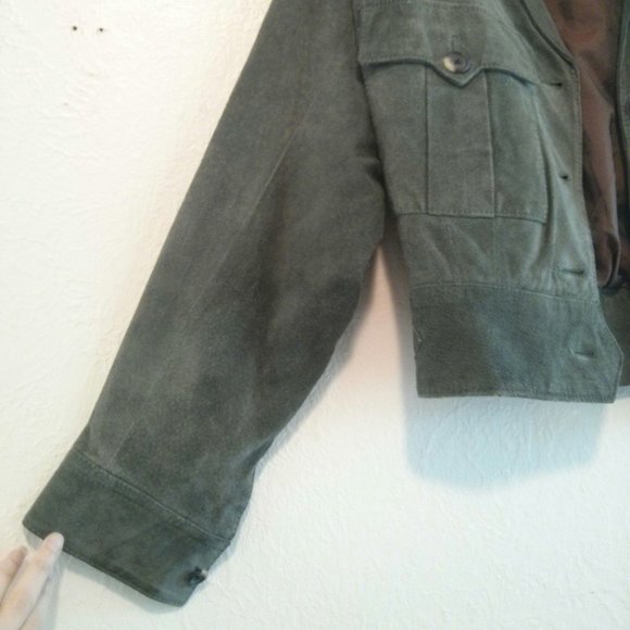 Vintage Suede Cropped Bomber/Pilot Jacket Size M - Picture 7 of 16